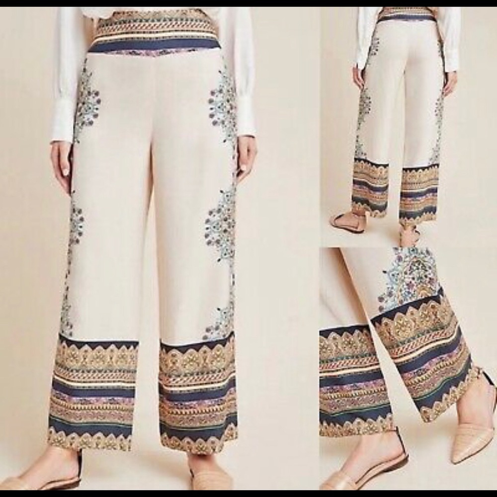 Anthropologie satin wide leg pant